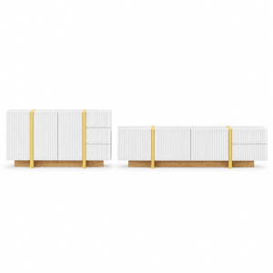 Merax TV Lowboard Sideboard Set Wohnzimmermöbel Rillenoptik Stauraum