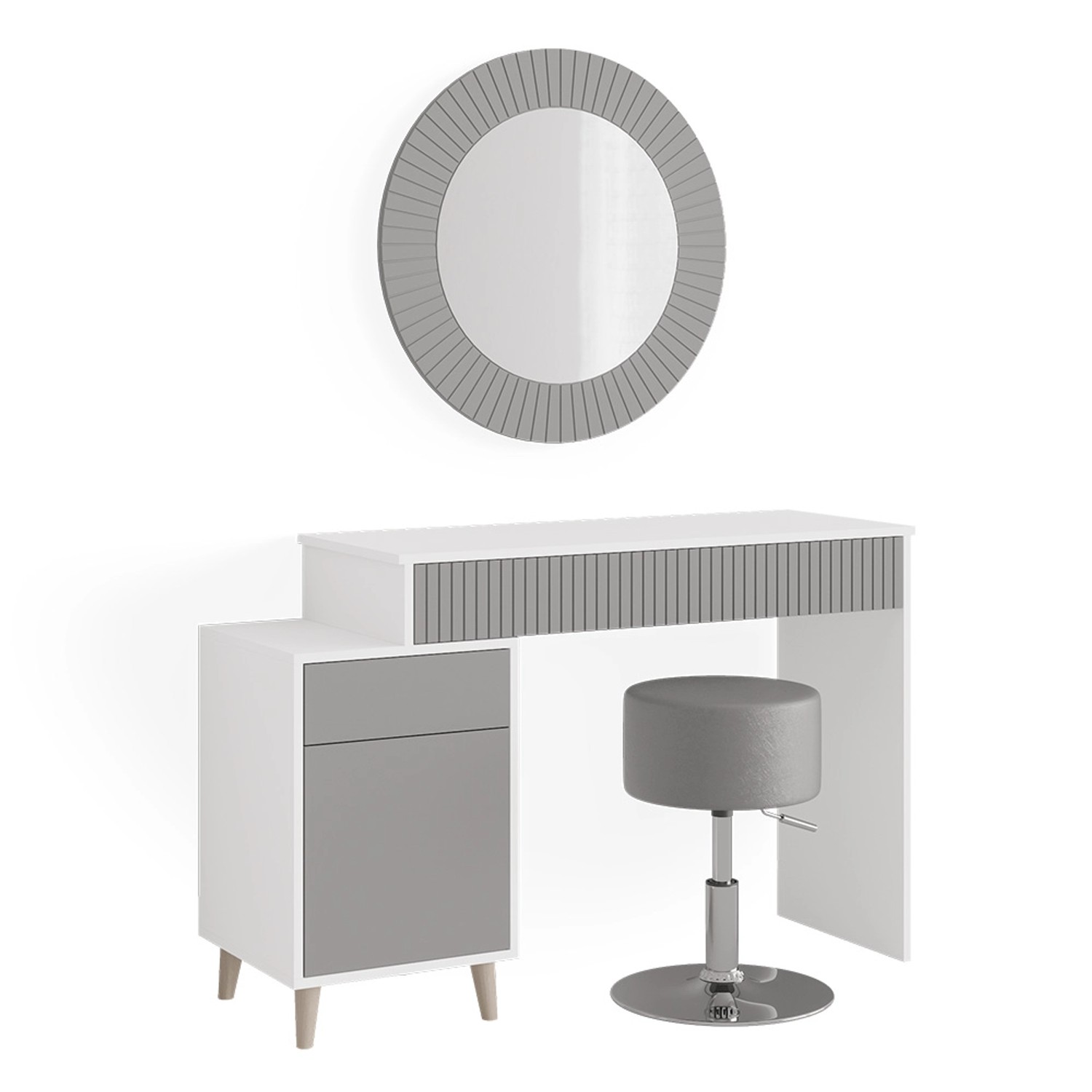 Vicco Schminktisch Arles Grau/Weiß 120 cm mit Hocker