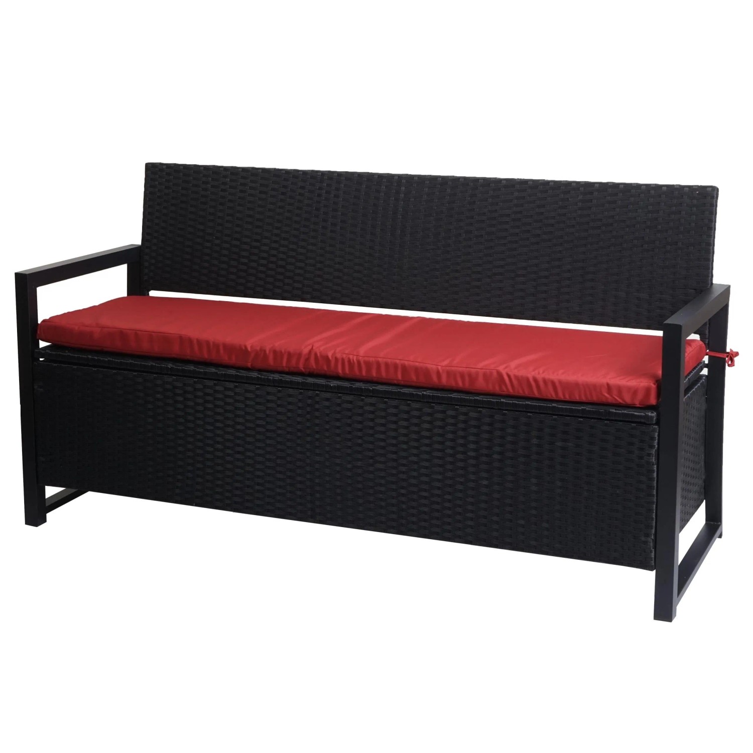MCW Poly-Rattan 3er Sitzbank F39 Anthrazit Kissen Bordeaux