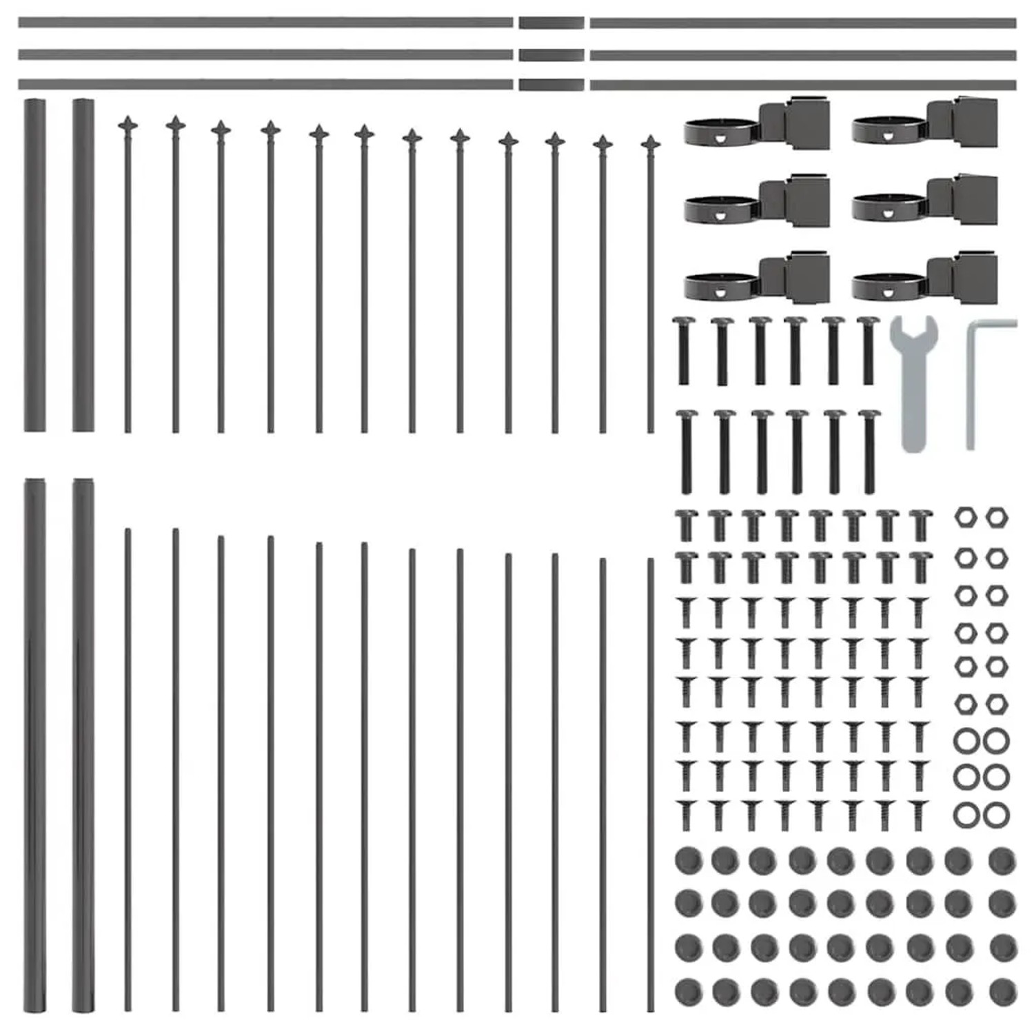 vidaXL Gartenzaun Grau 170 x 175 cm Pulverbeschichteter Stahl 42003906 günstig online kaufen