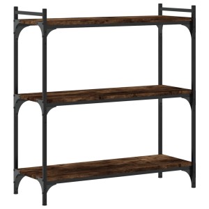 VidaXL Bücherregal mit 3 Böden in Räuchereiche, Holz und Metall, 80x30x86 cm.