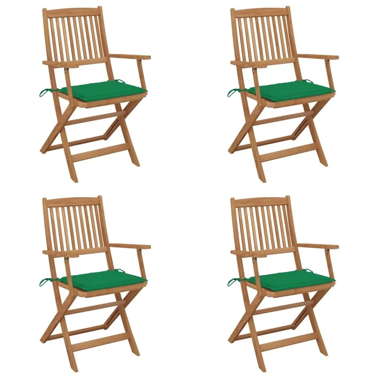 vidaXL Klappbare Gartenstühle 4 Stk mit Kissen Massivholz Akazie 3064622