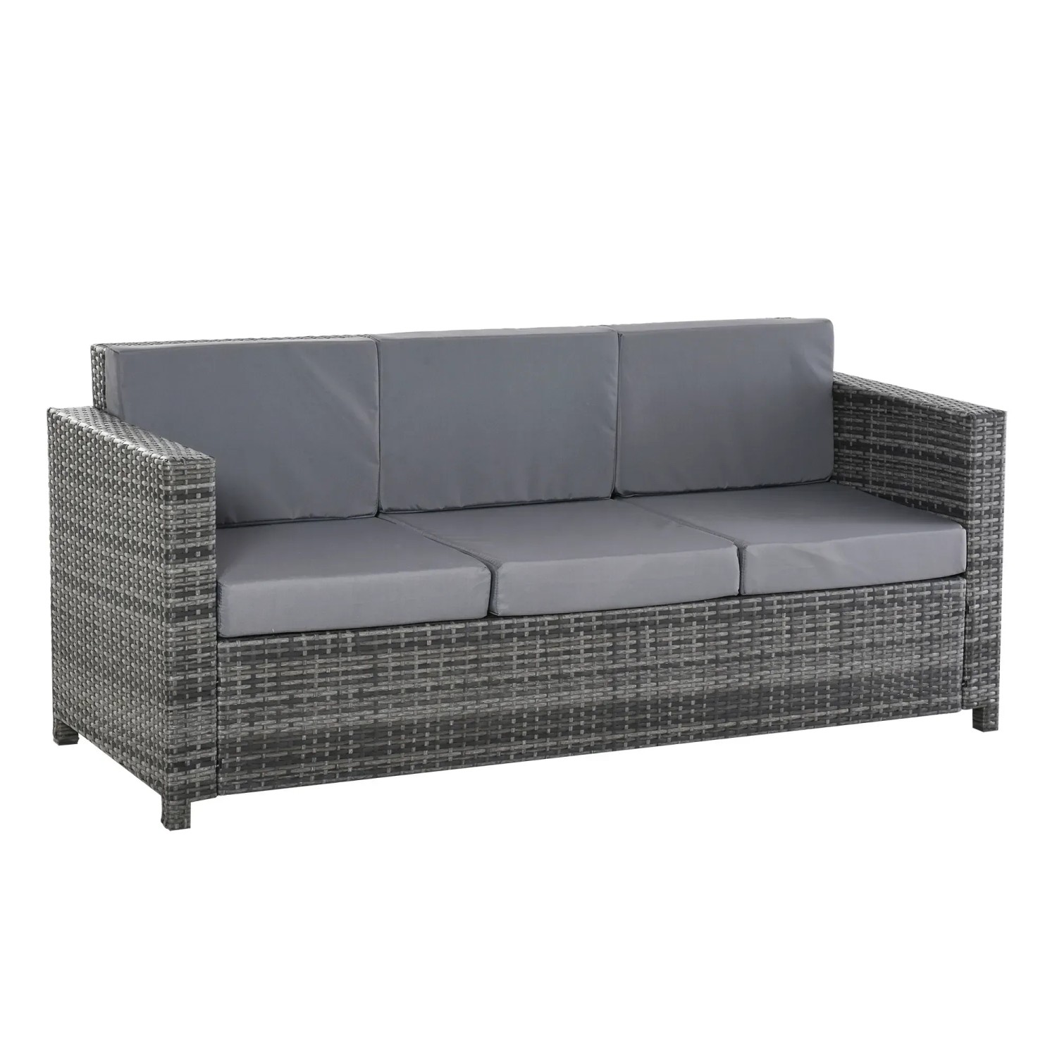 Outsunny Rattan Sofa Metall PE-Rattan Polyester Grau 185B x 70T x 80H cm