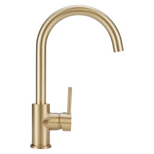 Goldene baliv Küchenarmatur KI-1833, Einhebelmischer mit hohem, gebogenem Auslauf.