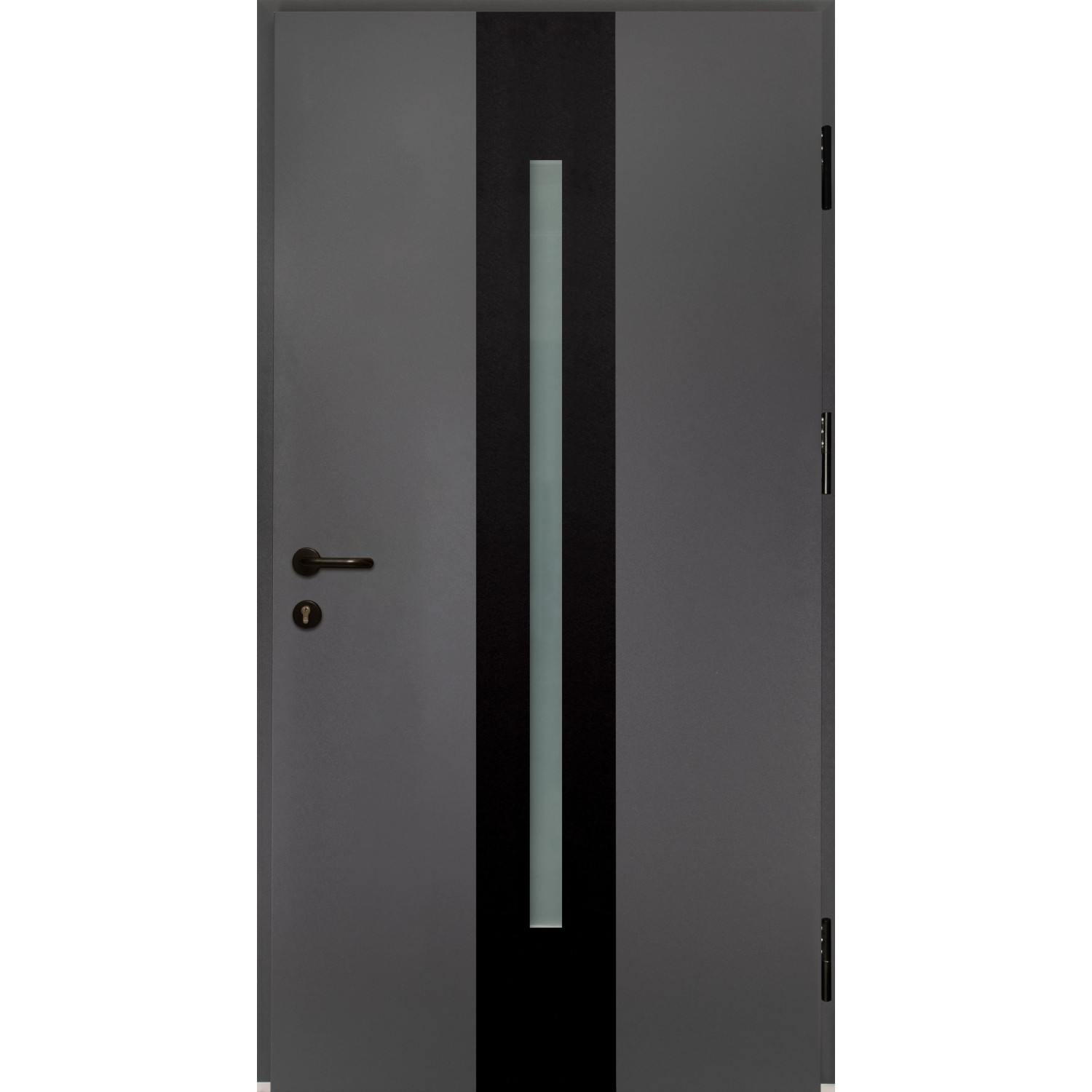 Moderne, anthrazitfarbene Splendoor Haustür ThermoSpace Prime Dublin mit Glaseinsatz.