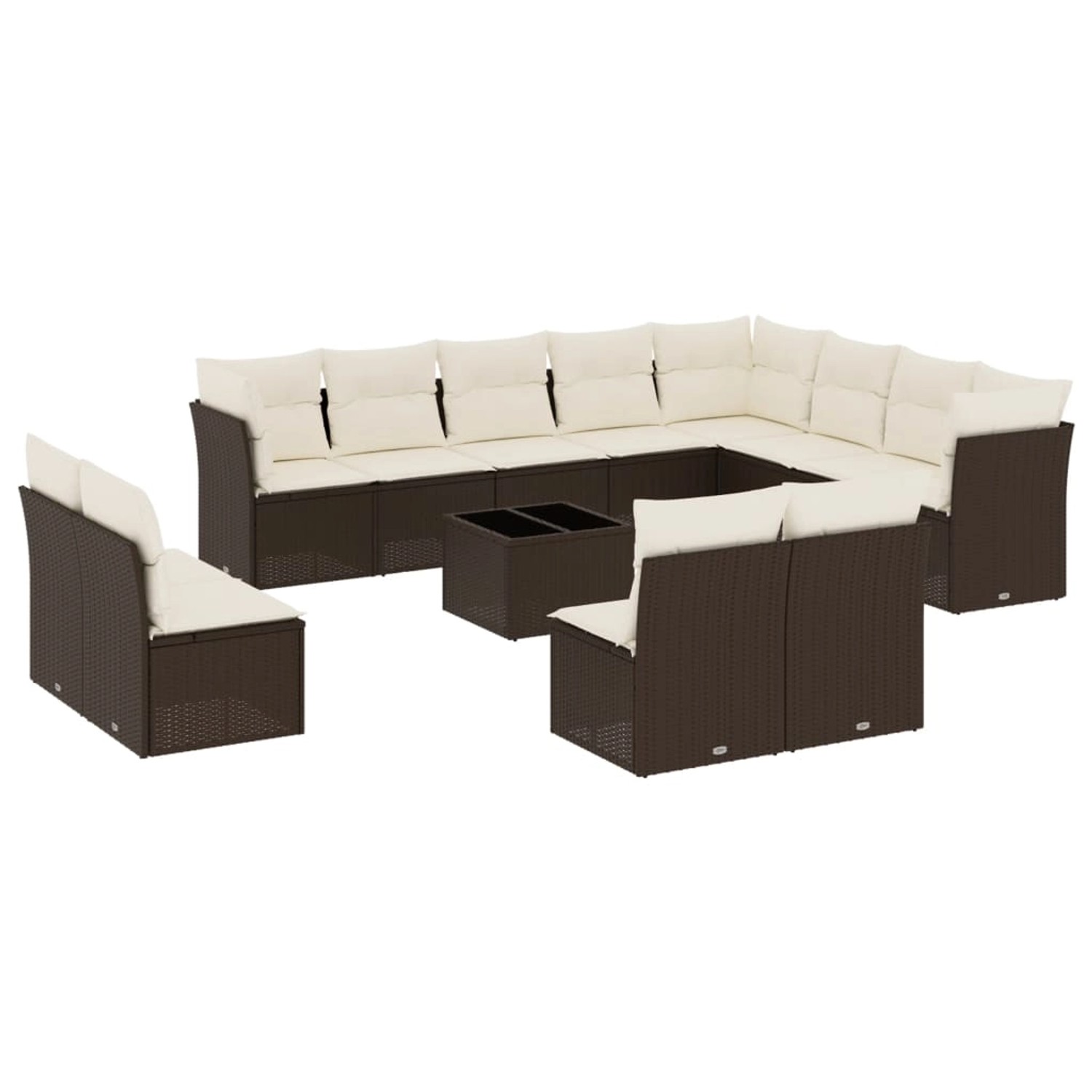 vidaXL 13-Tlg Garten-Sofagarnitur mit Kissen Braun Poly Rattan 3250322 günstig online kaufen