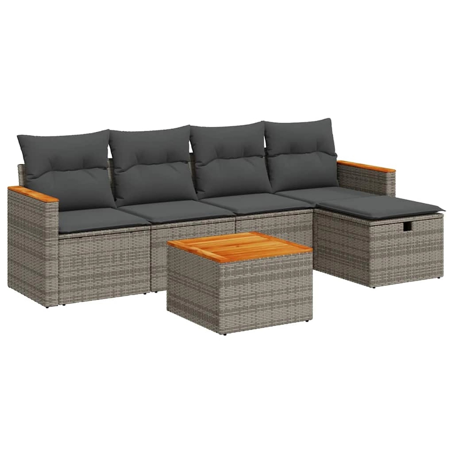 vidaXL 6-Tlg Garten-Sofagarnitur mit Kissen Grau Poly Rattan 3325910 günstig online kaufen