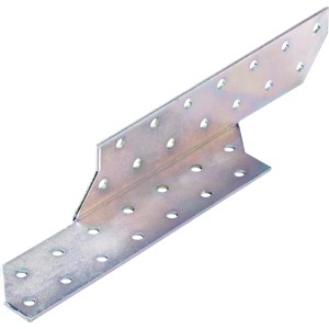 Weiß verzinkter Sparrenpfettenanker, 35x35x210 mm, linke Ausführung, für Holzverbindungen.