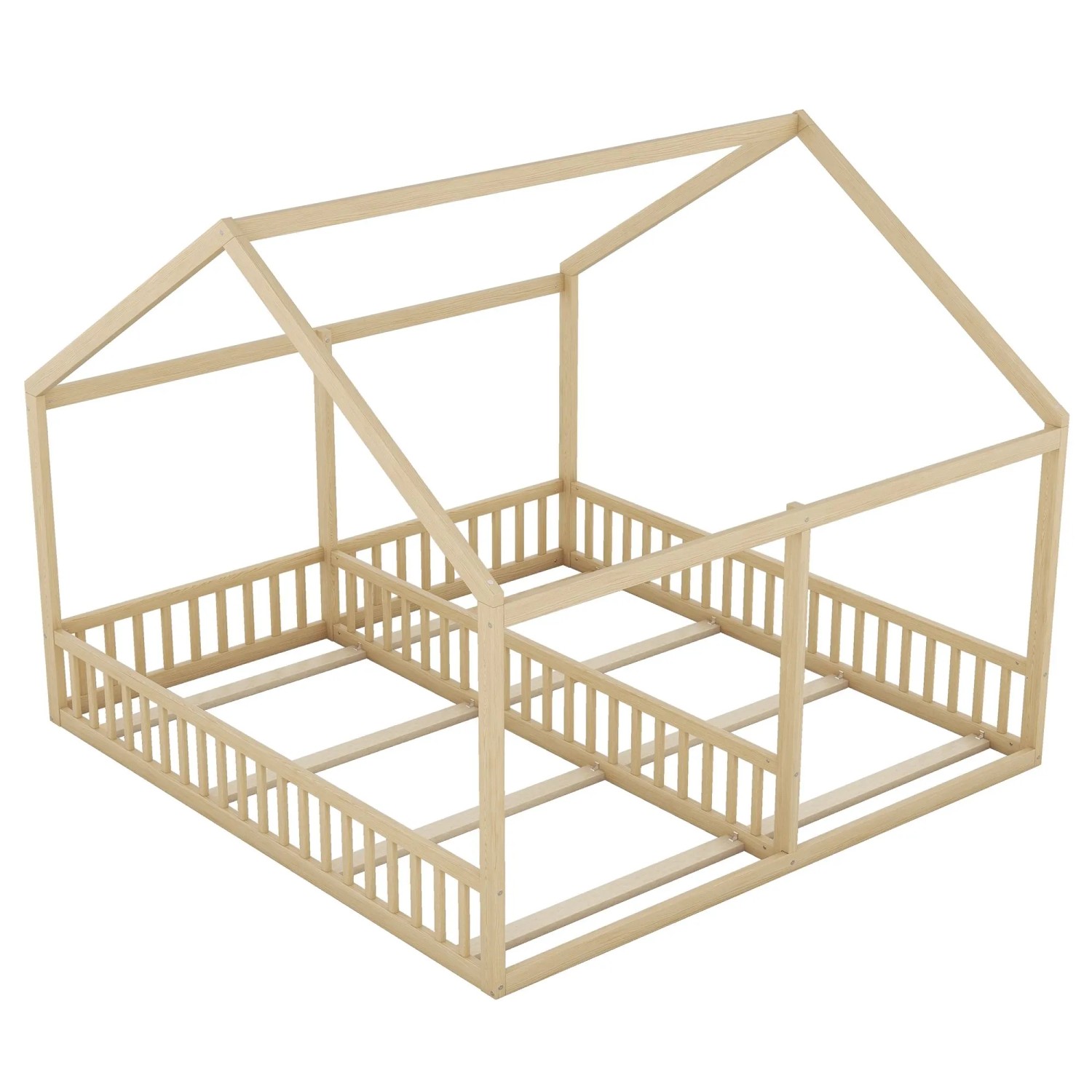 okwish Einzelbetten 90x200 mit 2in1 Funktion Kinderzimmer Natur ohne Matratze