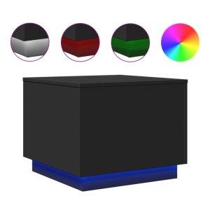 vidaXL Couchtisch mit LED-Leuchten Schwarz 50x50x40 cm 839869