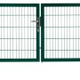 Grünes Doppeltor Premium mit Doppelstabmattenfüllung und Pfosten, 80x300 cm.