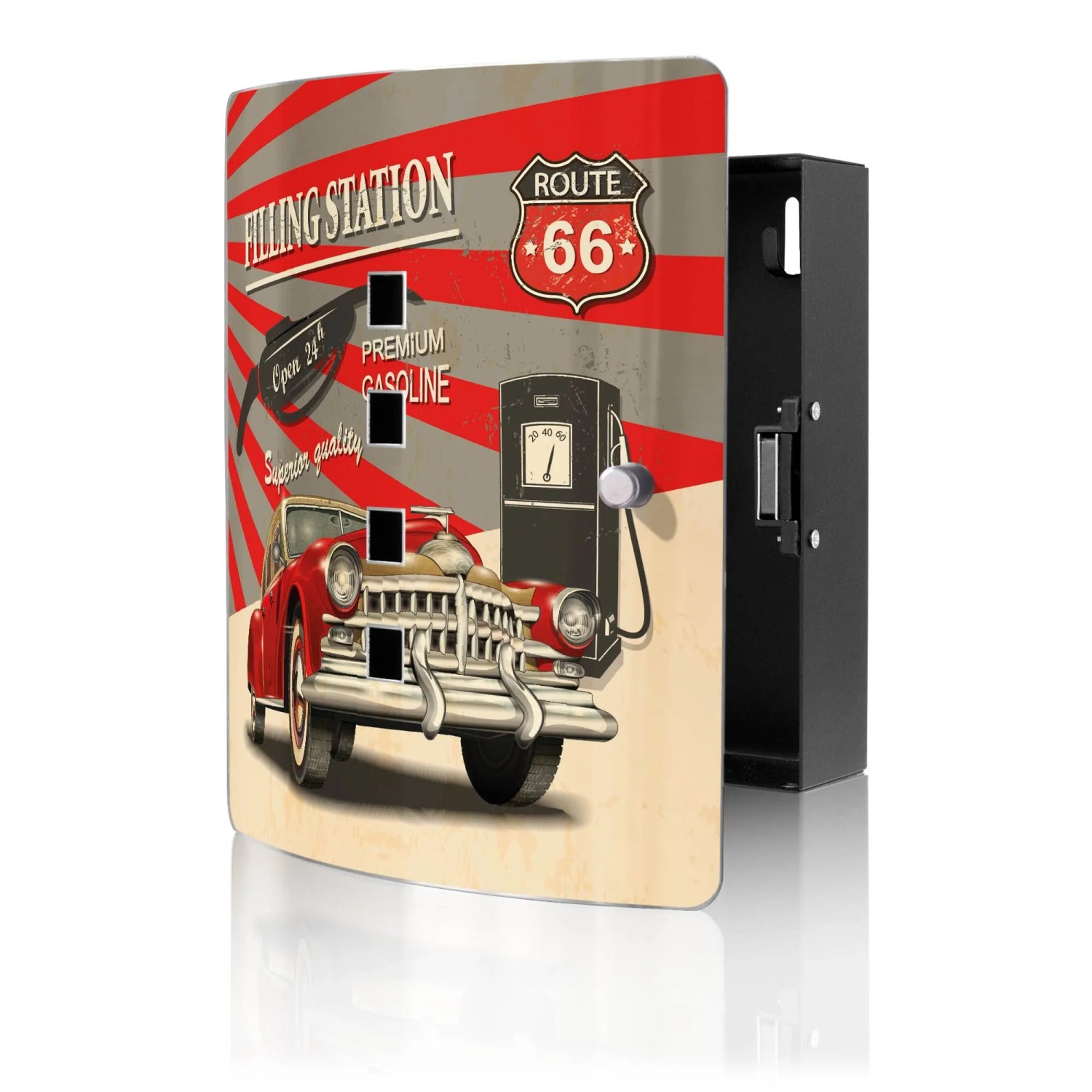 Banjado Design Schlüsselkasten Aus Edelstahl Für 10 Schlüssel 24x21,5x7cm Mit Magnetverschluss Motiv Filling Station