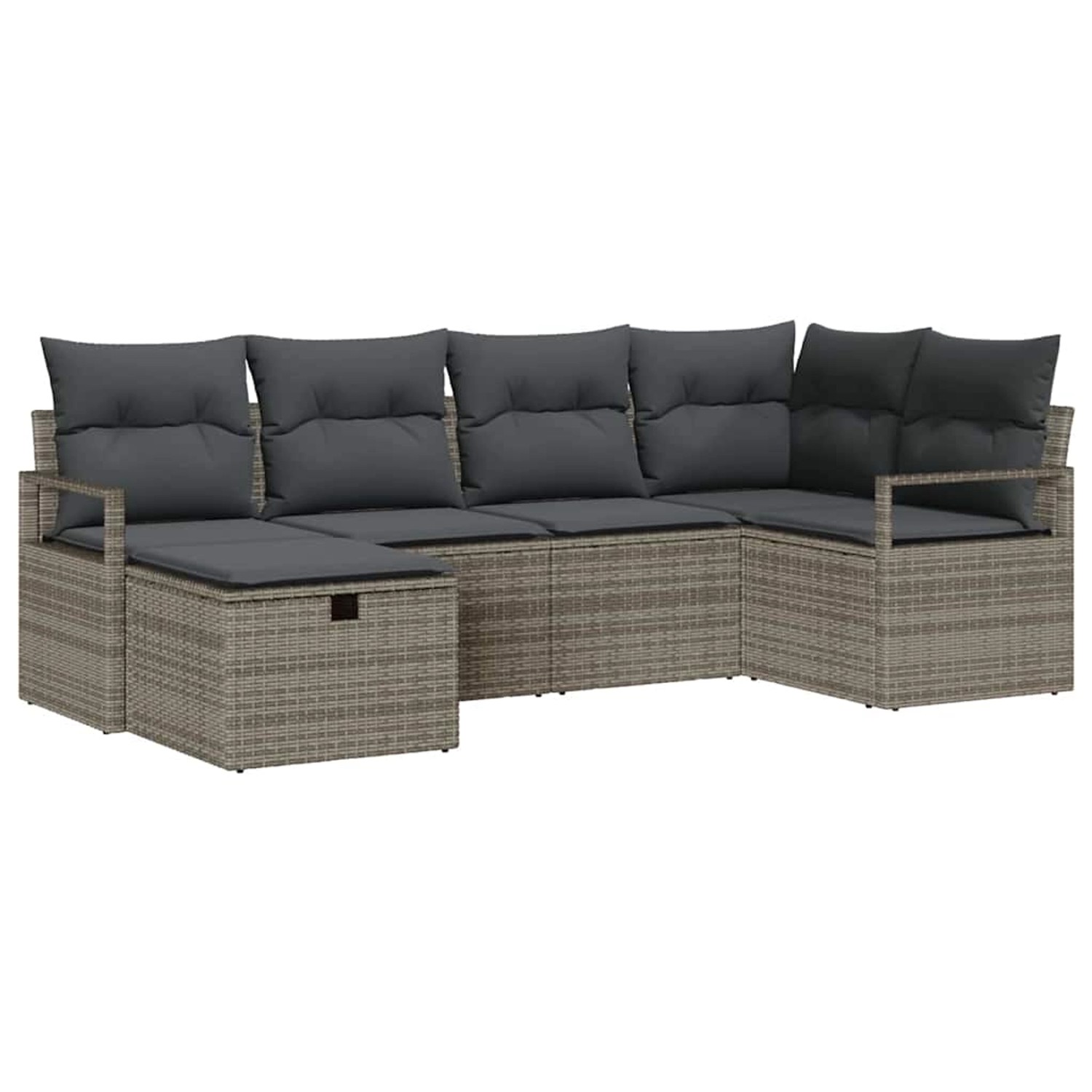 vidaXL Garten-Sofa-Set mit Kissen mit Speicher 6-Tlg Grau Poly Rattan 33605 günstig online kaufen