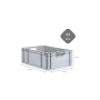 PROREGAL Eurobox 4er-Set, 44 Liter, grau, mit Scharnierdeckel und blauen Verschlüssen, 22x40x60 cm.