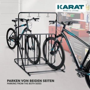 KARAT Fahrradständer Tony mit 3 Doppelhaken für Zubehör, Fahrräder beidseitig parken.