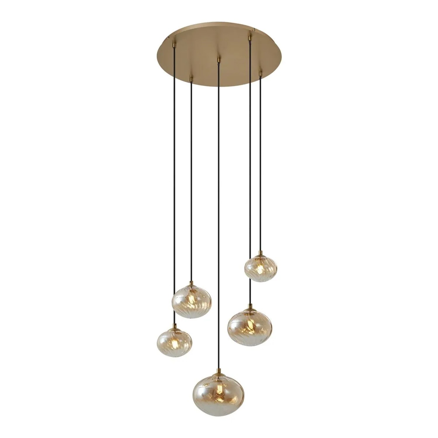 QAZQA Art Deco Hängelampe Gold mit Bernsteinfarbenem Glas Jia