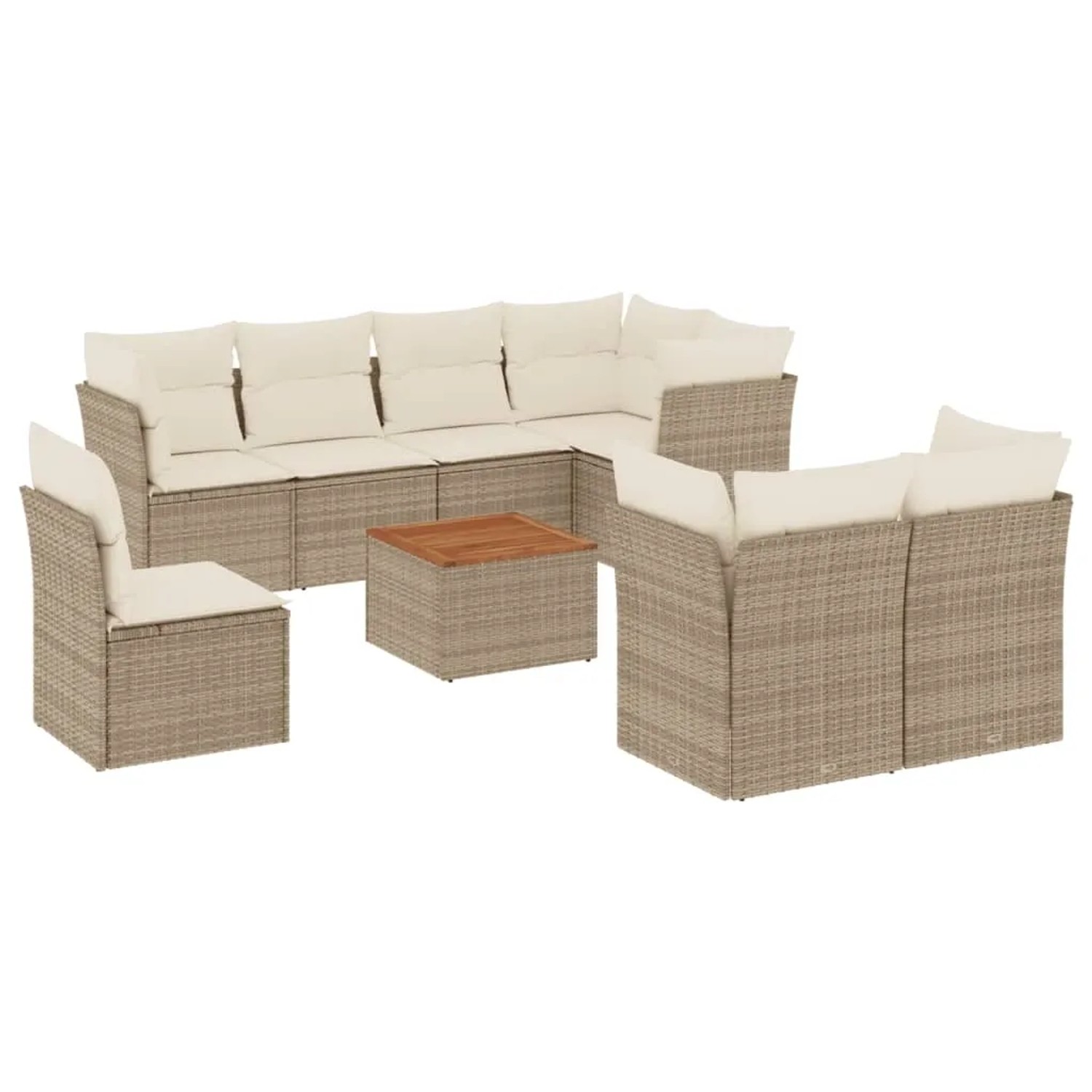 vidaXL 9-Tlg Garten-Sofagarnitur mit Kissen Beige Poly Rattan 3256072 günstig online kaufen