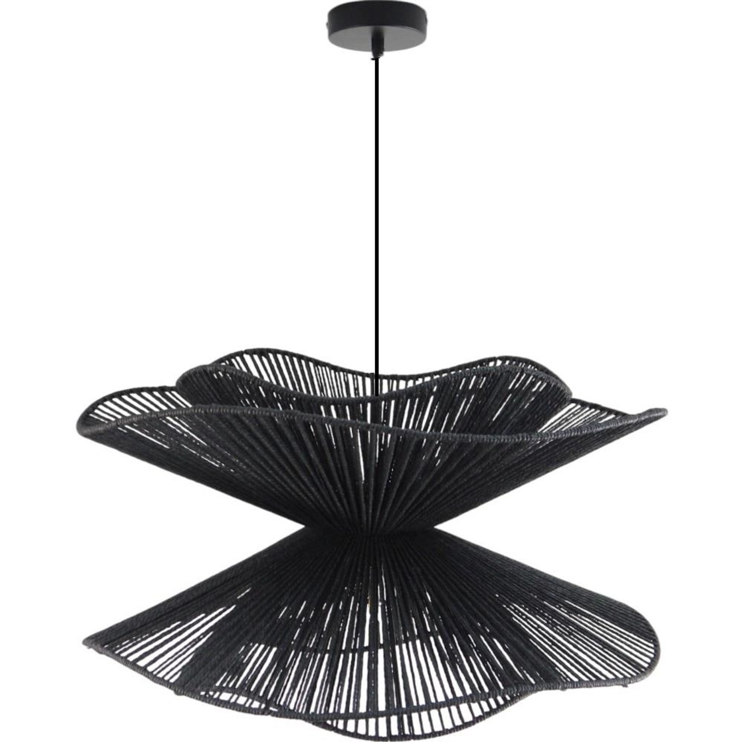 Dapo Decken Pendelleuchte Felina 58cm Papier Schwarz E27 IP20 günstig online kaufen
