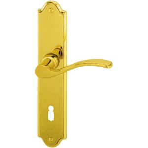 Alpertec Langschild-Garnitur Lori, Messing poliert für Zimmertüren.