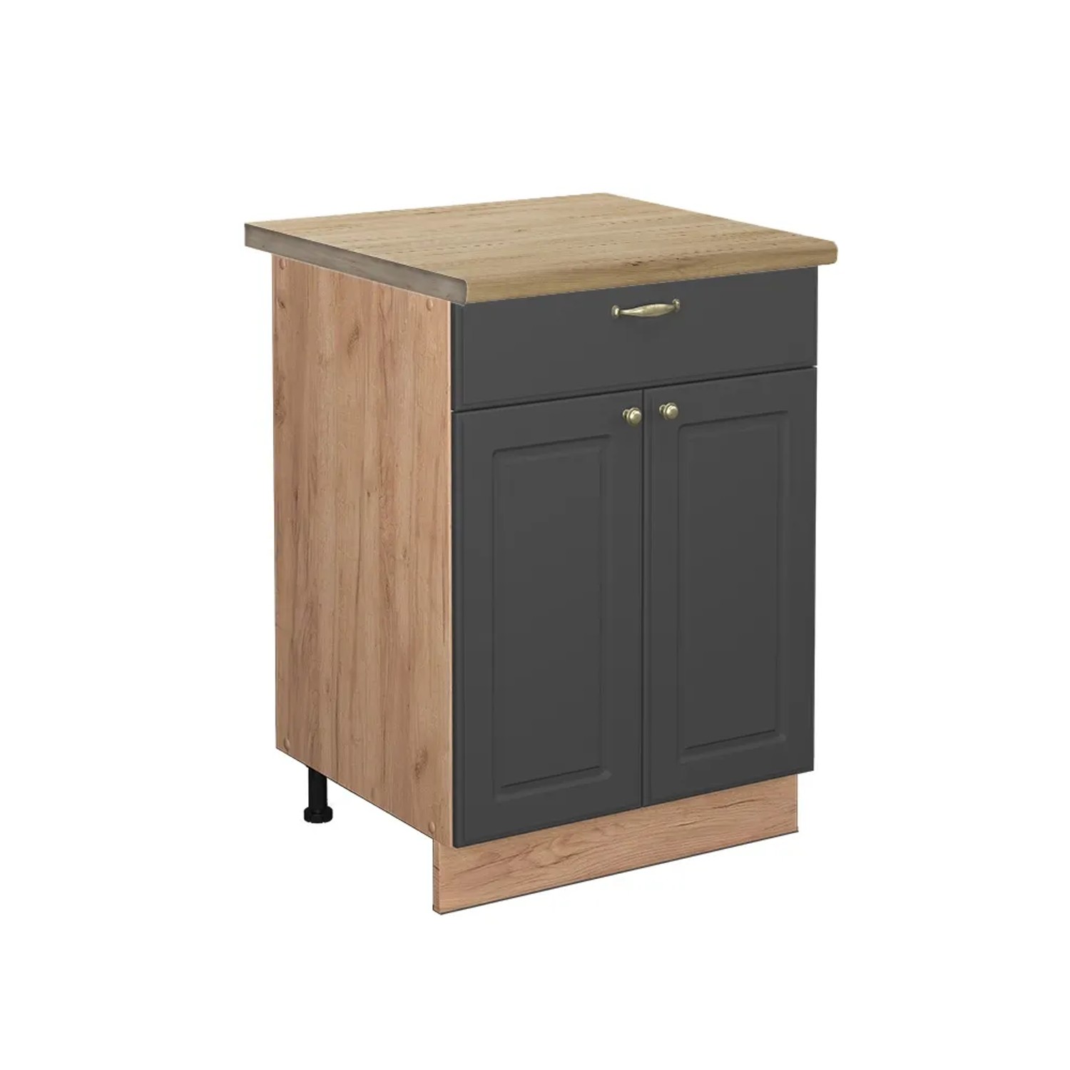 Vicco Küchenunterschrank Fame-Line Anthrazit-Gold/Goldkraft Eiche 60 cm mit Schublade AP Eiche