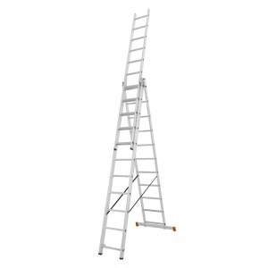 Krause Vielzweckleiter 3x11 Sprossen, 3-teilig, aus Aluminium, als Anlege-, Schiebe- oder Stehleiter nutzbar.