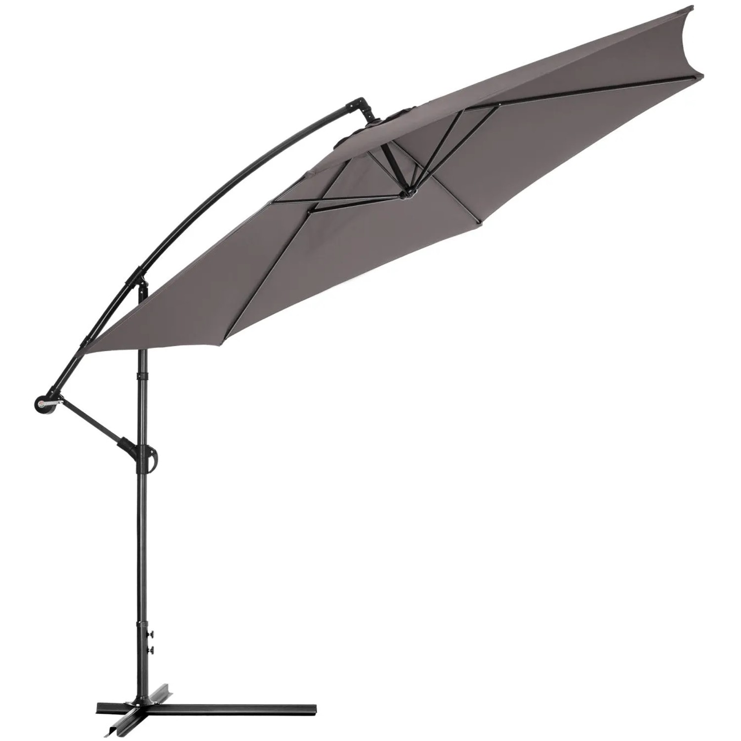 Tectake Sonnenschirm Ciccio Ø 350 cm Leichtgängiger Mechanismus  350 x 350 x 290 cm Grau