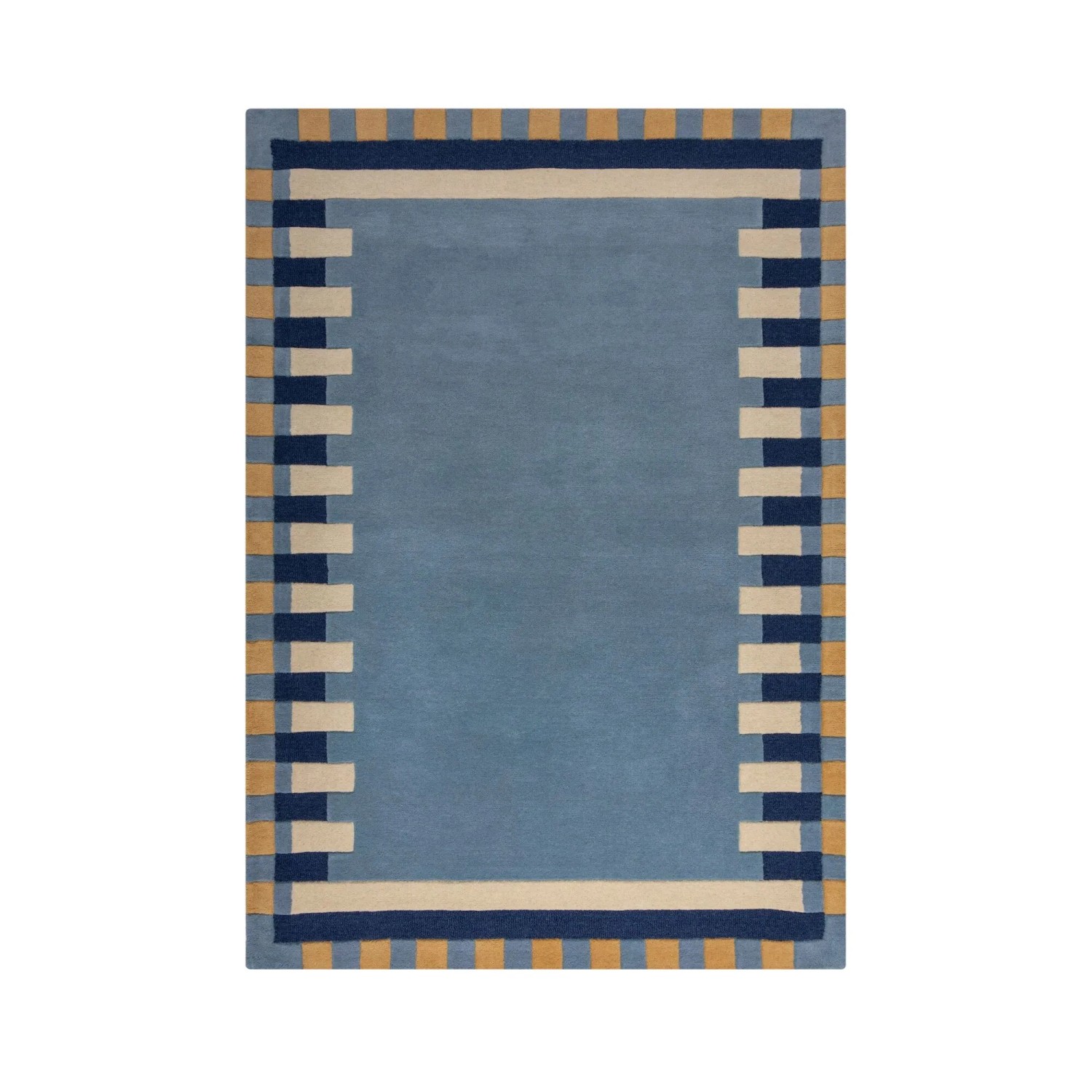Flair Rugs Wollteppich Kai Wool Border 120 cm x 170 cm Blau