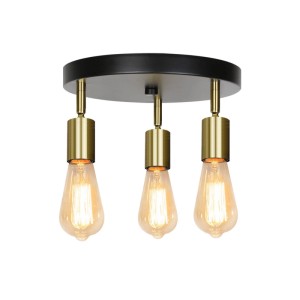 ZMH Deckenleuchte 3-flammig E27 Gold Rund Metall Vintage Drehbar Kronleuchter Max 25W