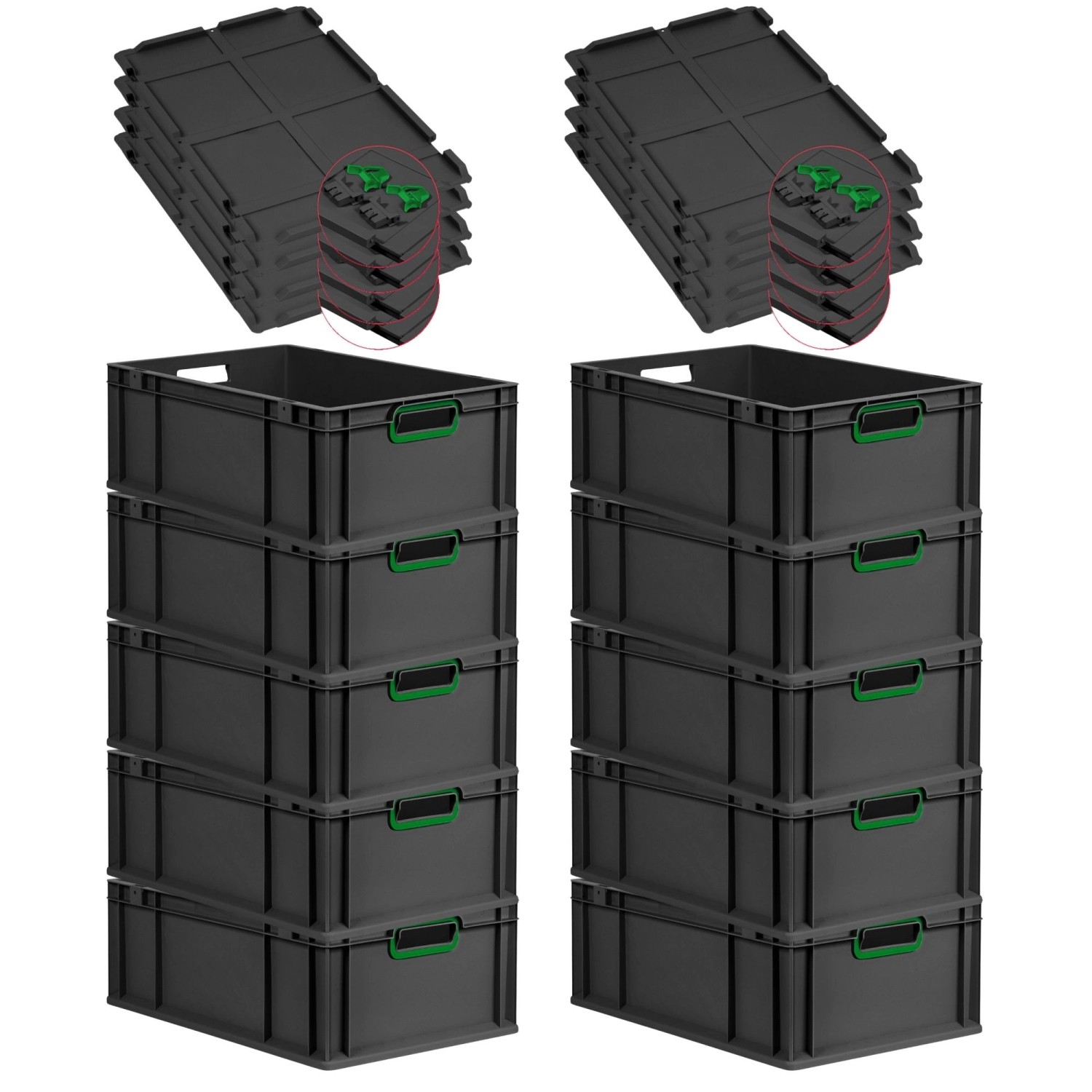 PROREGAL SuperSparSet 10x Eurobox Nextgen Color Mit Scharnierdeckel HxBxT 2 günstig online kaufen