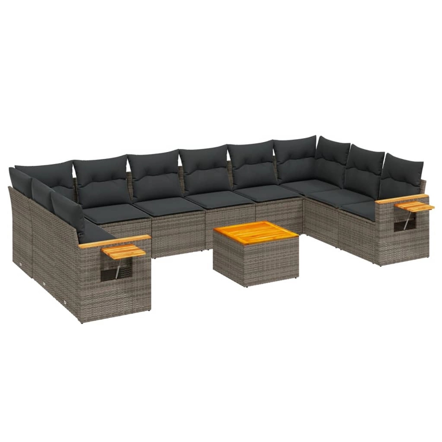 vidaXL 11-Tlg Garten-Sofagarnitur mit Kissen Grau Poly Rattan 3259575 günstig online kaufen