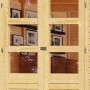 Detailansicht: Doppeltür mit Fenstern des unbehandelten Karibu Holz-Gartenhauses Boras.