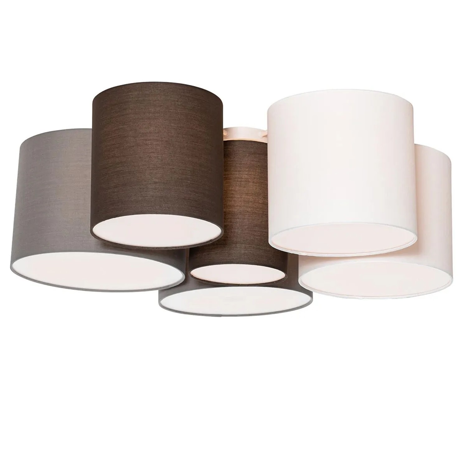 QAZQA Deckenleuchte Weiß Grau und Braun 6 Licht Multidrum