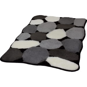 Kleine Wolke Badteppich Stone, schwarz, 60x100 cm, mit Steinmuster.