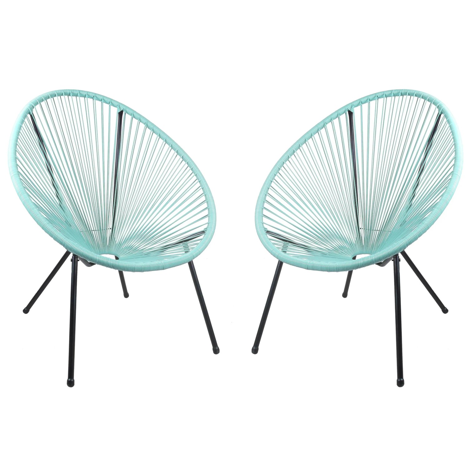 DELUKE Gartenstuhl 2er Set SVEN Kunstgeflecht Kunststoff Mint Relaxsessel Wetterfest Gartenstühle Outdoor