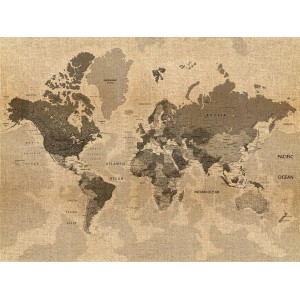 Sanders & Sanders Fototapete Weltkarte in Beige und Braun, 360x270 cm.