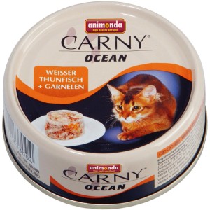Carny Ocean Katzen-Nassfutter mit Thunfisch und Garnelen, 80g Dose.