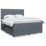 Dunkelgraues vidaXL Boxspringbett 200x200 cm mit Matratze und Kopfteil.