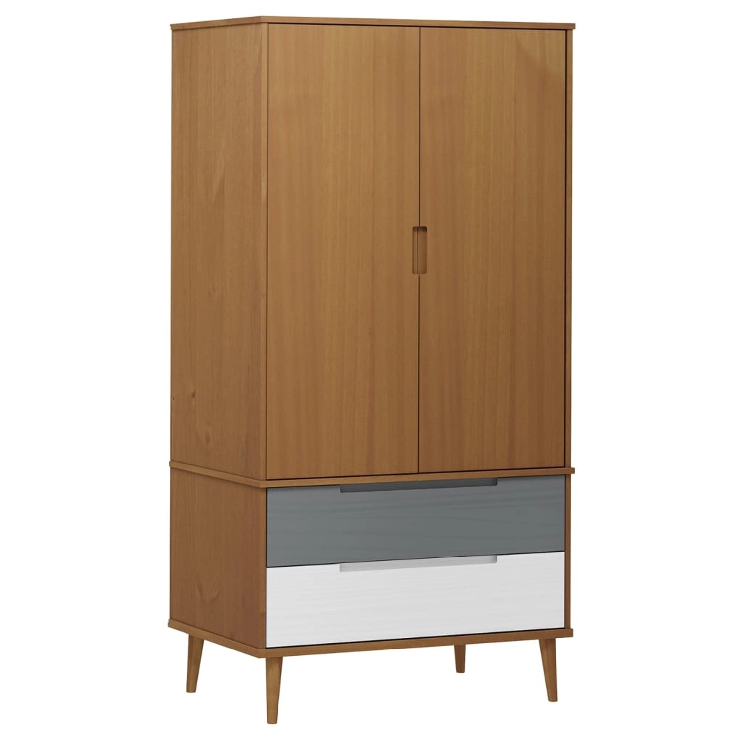 vidaXL Kleiderschrank MOLDE Braun 90x55x175 cm Massivholz Kiefer günstig online kaufen