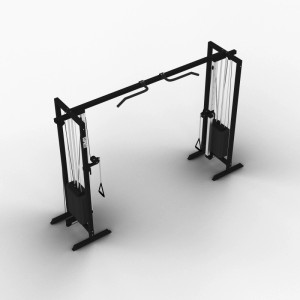 Schwarzer Suprfit Hallador Kabelzugturm Basement 200cm mit Klimmzugstange für Krafttraining & Fitness.
