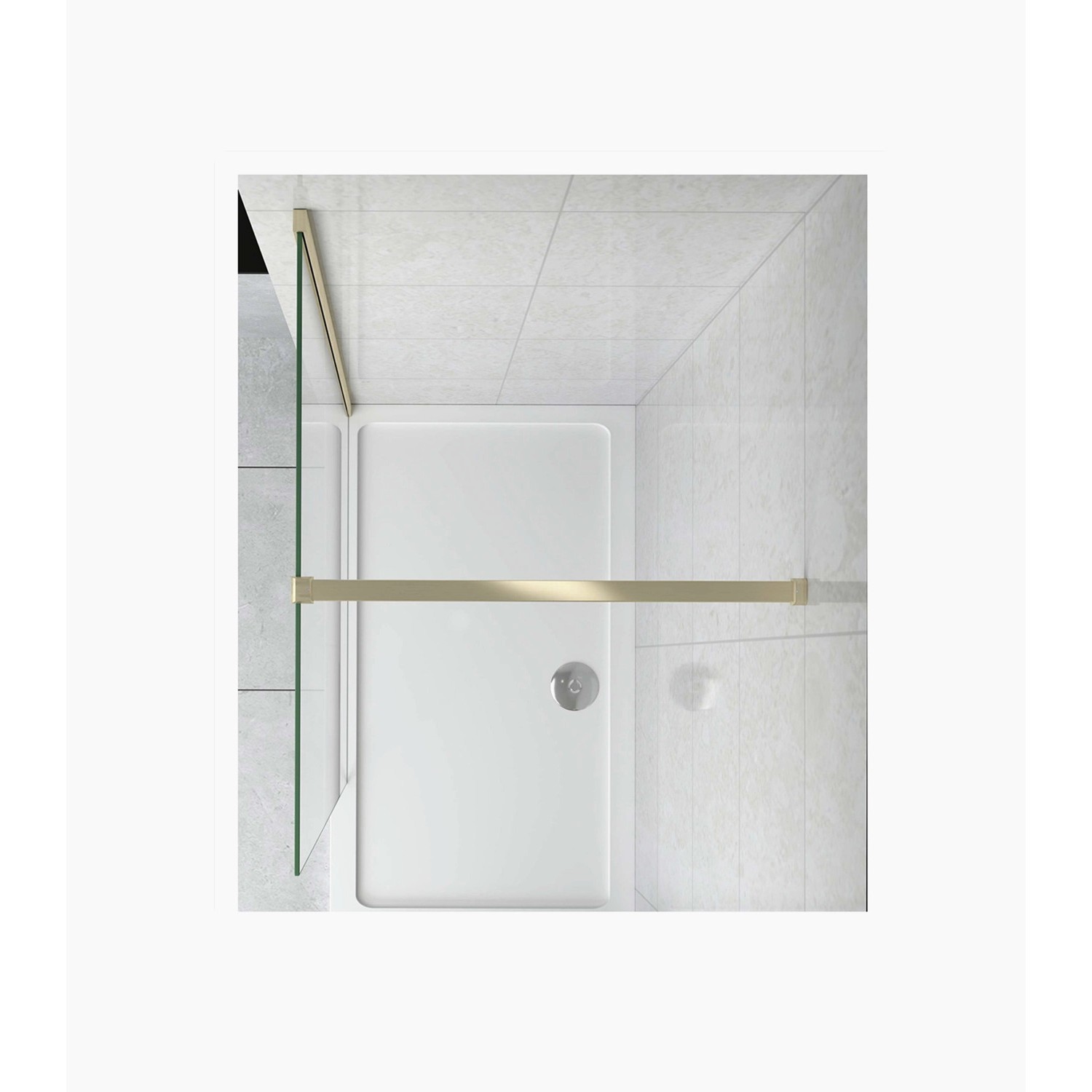 Duschparadies 200cm Wandprofil mit Stabilisierungsstange Stabilisator 90cm Für 6-8mm Glas Walk-in Dusche Glas Seitenwand Gold Gebürstet_3