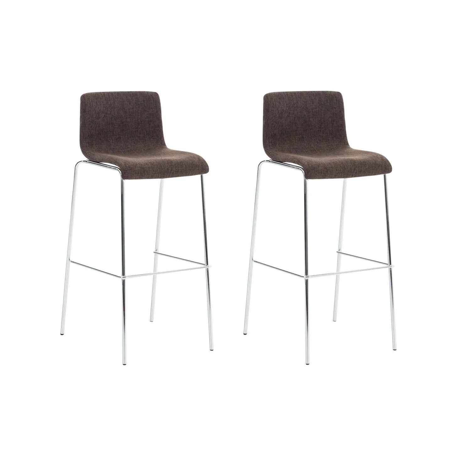 DELUKE 2er Set Barhocker TENAR Stoff Braun 43x48x100cm Silber Barstuhl Mit Lehne Tresenhocker Tresenstuhl