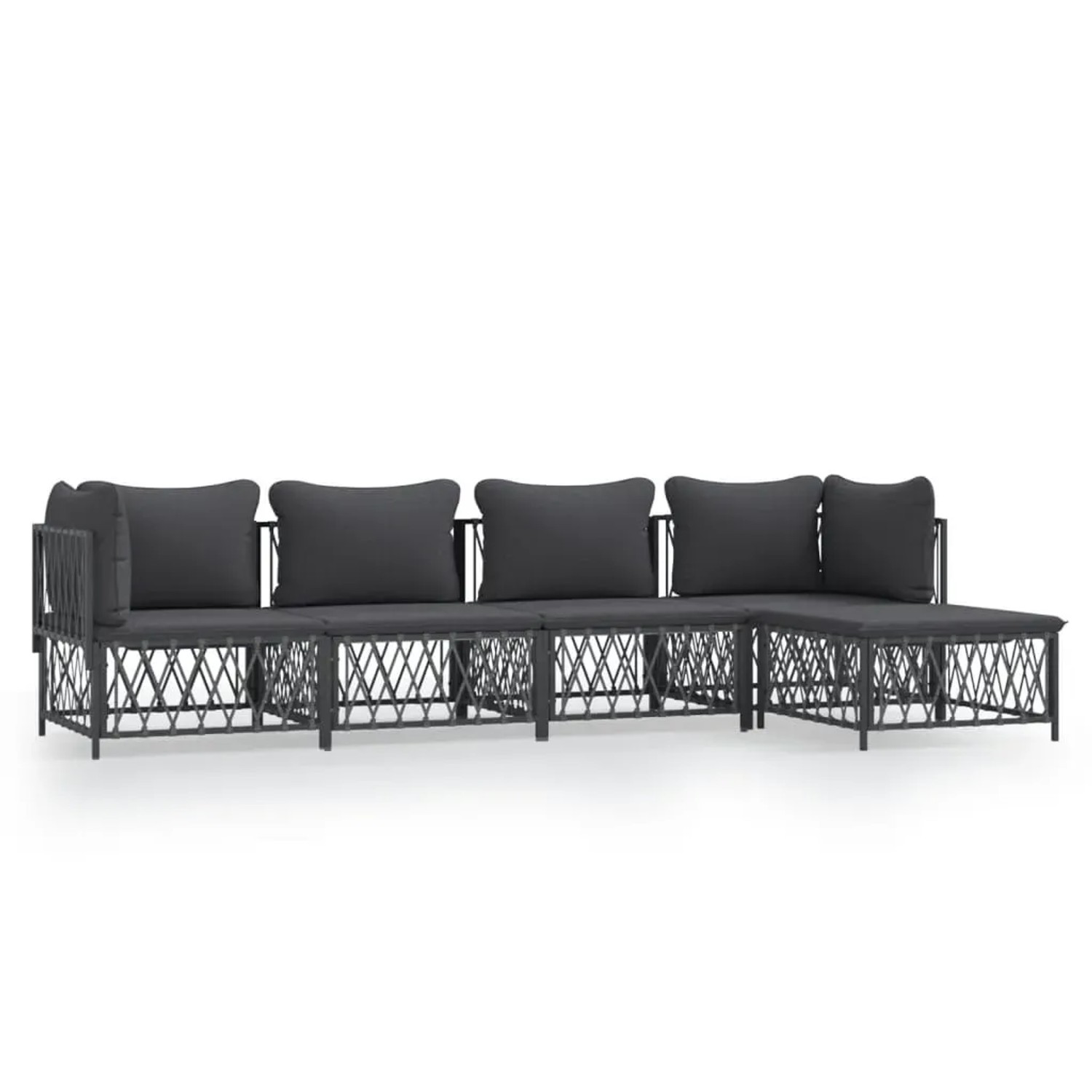 vidaXL 5-Tlg Garten-Lounge-Set mit Kissen Anthrazit Stahl 3186865