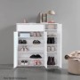 Weißer mokebo Schuhschrank Concierge mit zwei offenen Türen und diversen Schuhen.