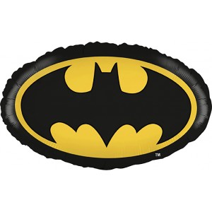 Ovaler Batman Folienballon (Ø 45cm) mit Logo als Party-Deko oder Geschenkidee.