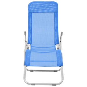 Blaues 2er Set Furnicato Klappliegen aus Textilene, ideal für Garten und Strand.