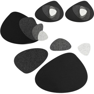 DuneDesign Tischset Flusskiesel-Design, 16-teilig, schwarz-grau, Filz Platzmatten und Untersetzer.