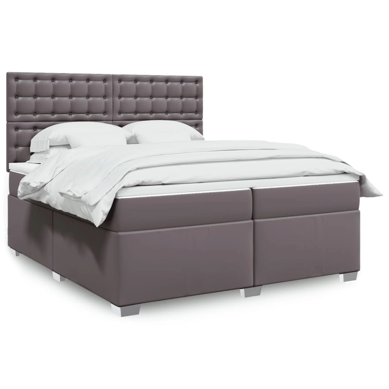 vidaXL Boxspringbett mit Matratze Grau 200x200 cm Kunstleder 3293038 günstig online kaufen