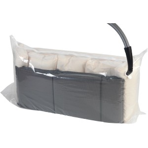 Wenko Vakuumbeutel Jumbo Cube XXL mit Textilien, platzsparende Aufbewahrung.