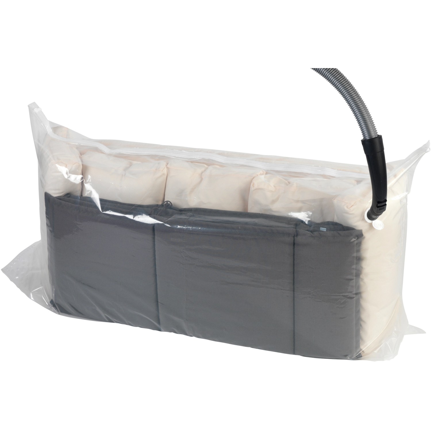 Wenko Vakuumbeutel Jumbo Cube XXL mit Textilien, platzsparende Aufbewahrung.