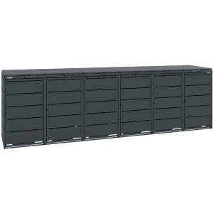 MBOX24 Classic Mülltonnenbox für 6 Mülltonnen (240L) aus Verzinktem Stahl  6er Metall Mülltonnenverkleidung in Anthrazit  Robust & Wetterfest